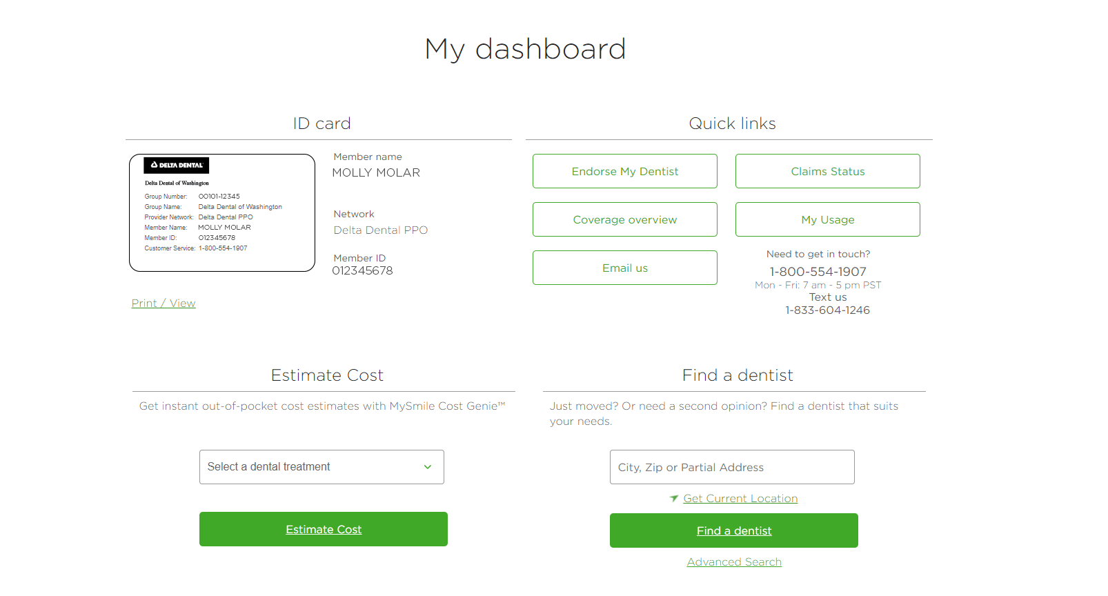 claims dashboard